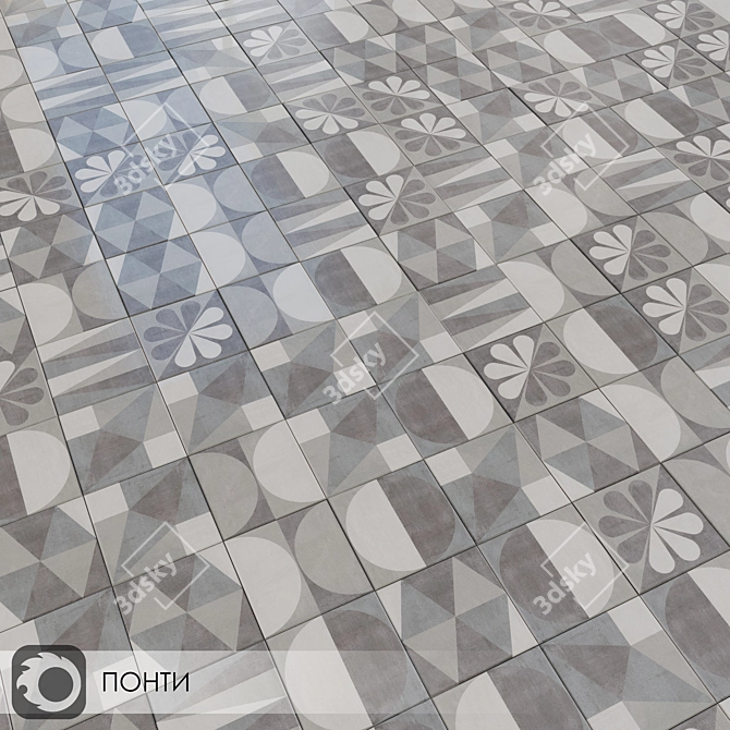 Ponti Concrete Matte Ceramic Tiles 3D model image 1