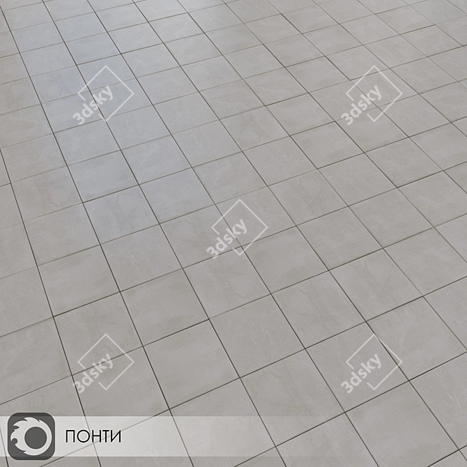 Ponti Concrete Matte Ceramic Tiles 3D model image 2