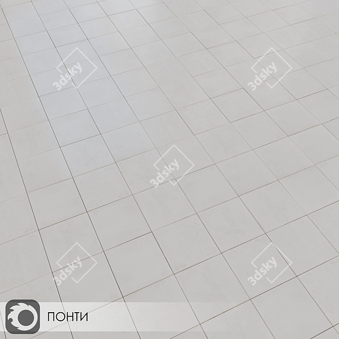 Ponti Concrete Matte Ceramic Tiles 3D model image 3