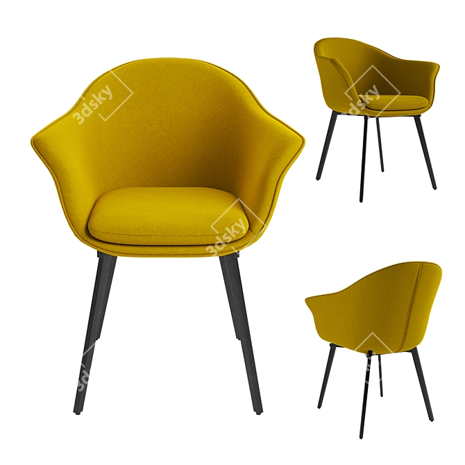 Vintage Quilda Dining Armchair in Mustard Yellow 3D model image 4