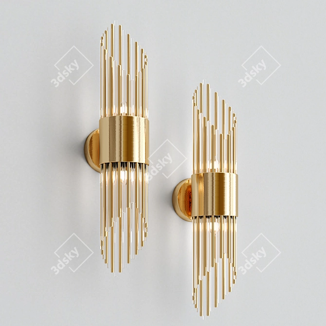 Elegant Brass Wall Sconce 3D model image 2