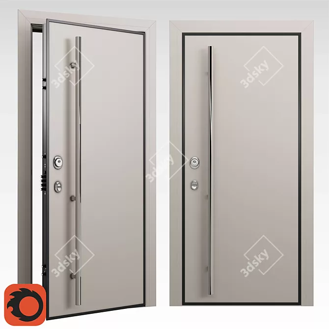 Aviation Comfort: Domani Solid Entry Door & Panels 3D model image 1