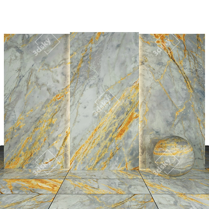 Sleek Siena Gray Marble Slabs 3D model image 2