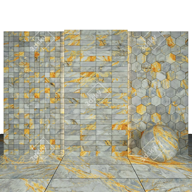 Sleek Siena Gray Marble Slabs 3D model image 3