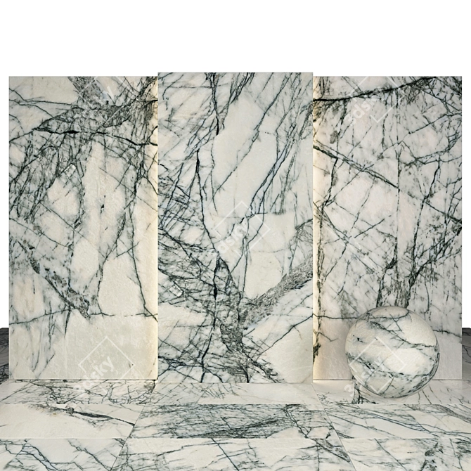 Lilac Marble Collection: Elegant & Versatile Tiles 3D model image 1