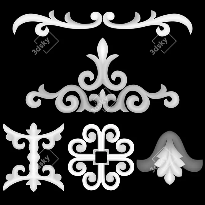 Elegant Trim Ornament: 8k Alpha 3D model image 3