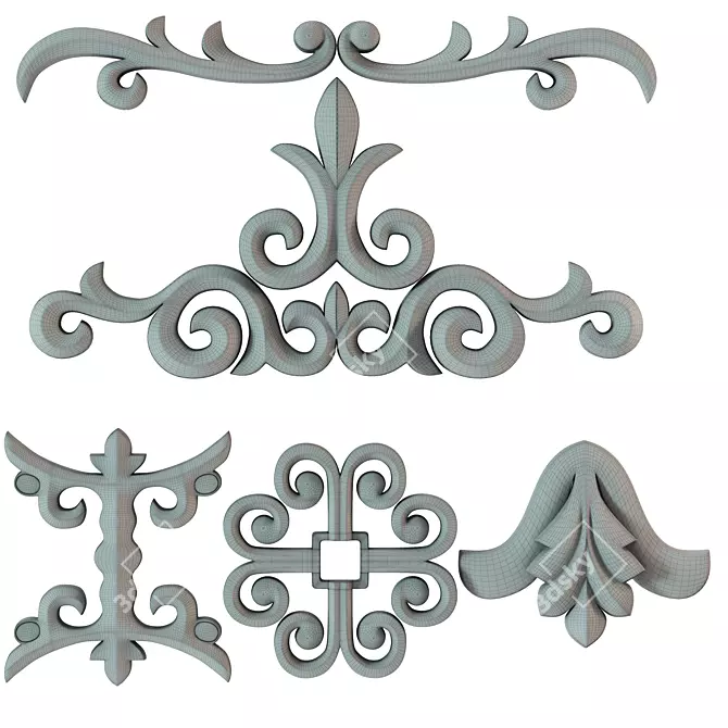 Elegant Trim Ornament: 8k Alpha 3D model image 5