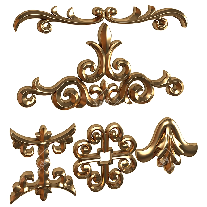 Elegant Trim Ornament: 8k Alpha 3D model image 6