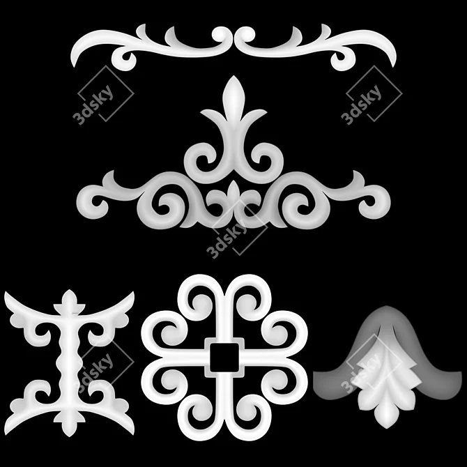 Elegant Trim Ornament: 8k Alpha 3D model image 8