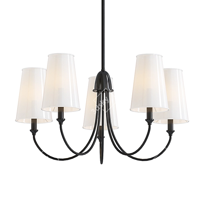 Elegant Matte Black Chandelier 3D model image 1