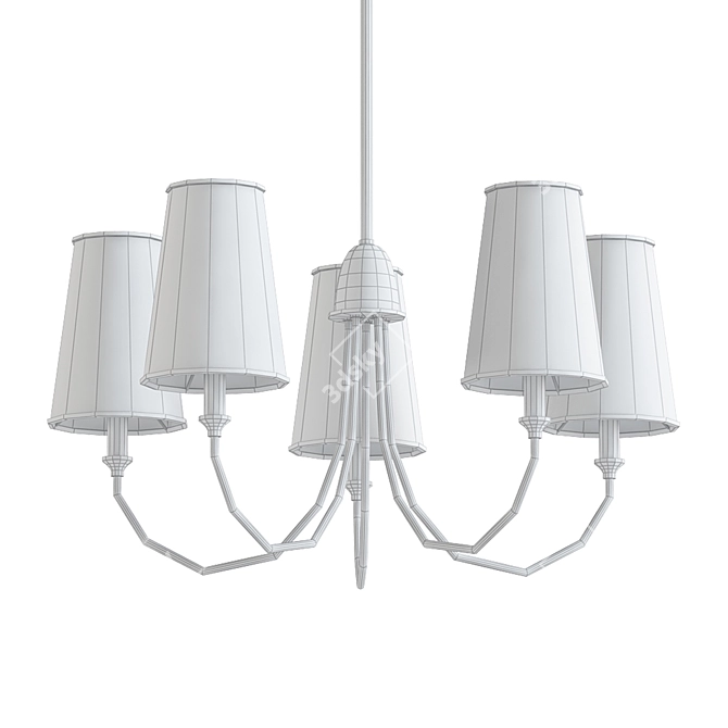 Elegant Matte Black Chandelier 3D model image 2