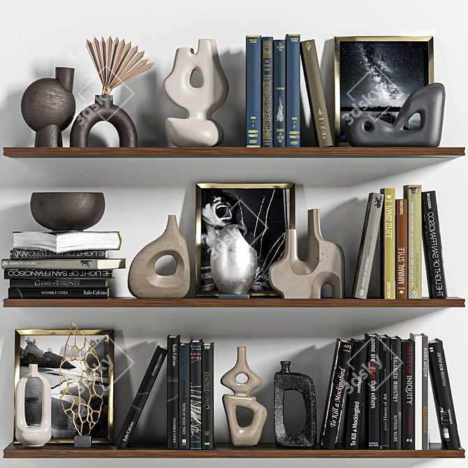 Modern Decorative Shelf Set 3D model image 2