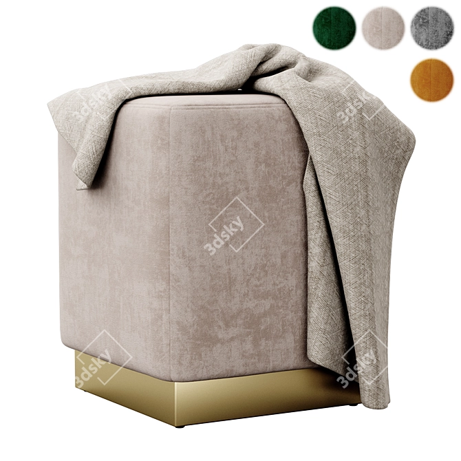 Luxurious Jax Velvet Ottoman: Meridian's Finest 3D model image 1