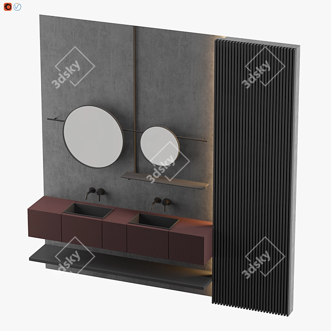 Sleek Gray Bathroom Design 3D model image 3