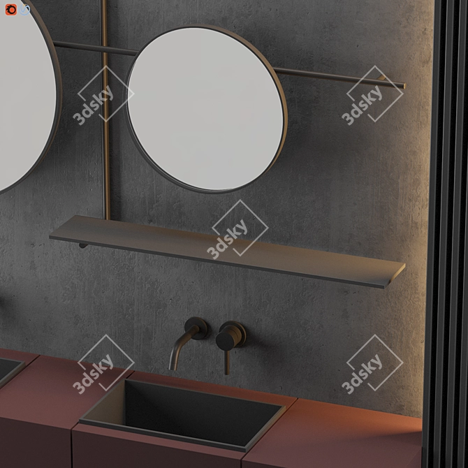 Sleek Gray Bathroom Design 3D model image 4