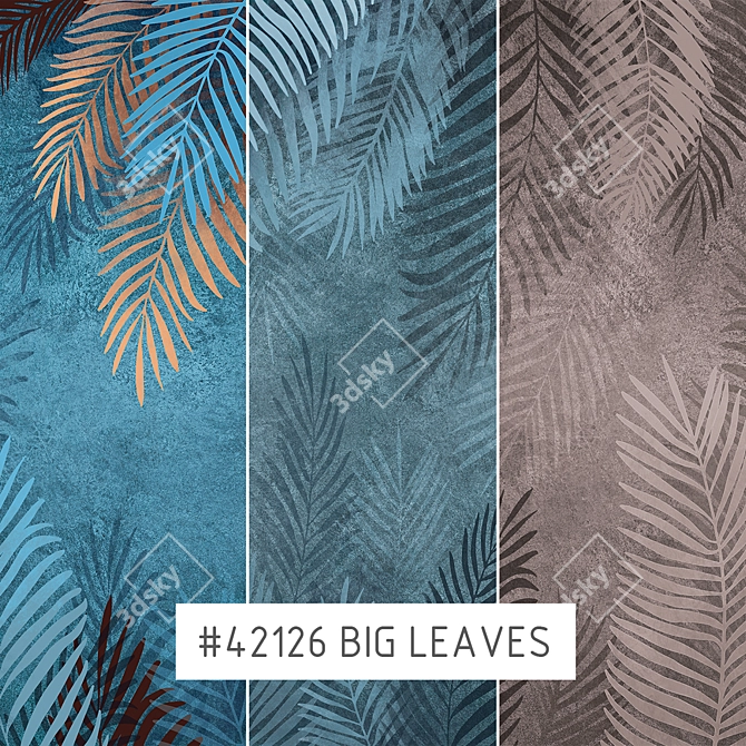 Title: Nature's Elegance | Big Leaves Wallpaper 3D model image 1