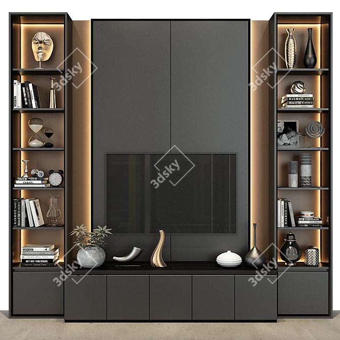 Sleek TV Wall Unit: Modern & Stylish 3D model image 1