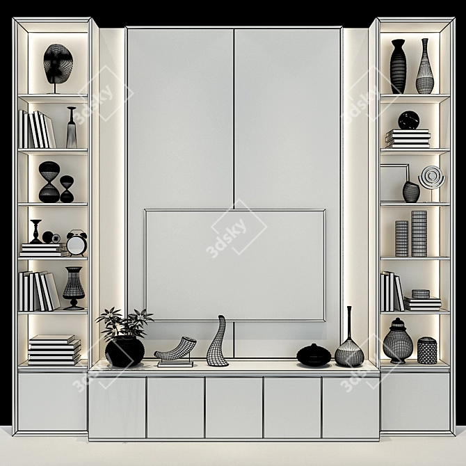 Sleek TV Wall Unit: Modern & Stylish 3D model image 2