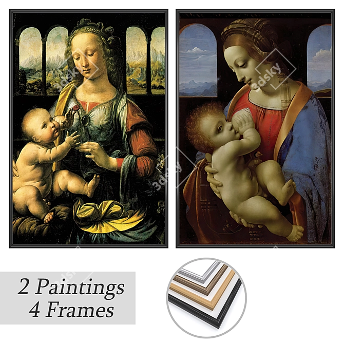 Artisan Wall Paintings Set 3D model image 1