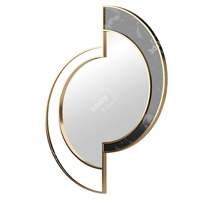 Brass Frame Mirror with Apika Marble 3D model image 1