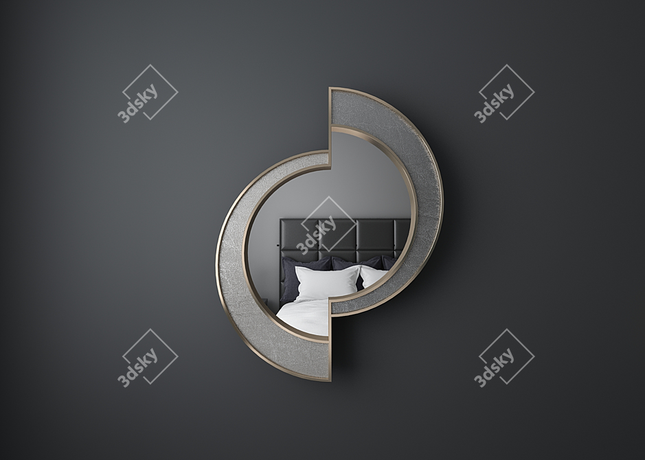 Brass Frame Mirror with Apika Marble 3D model image 4