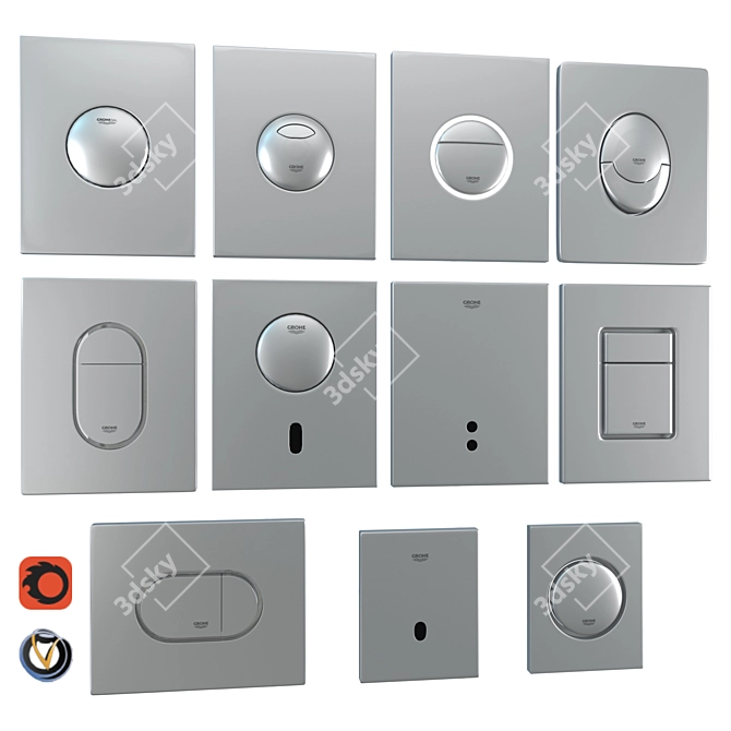 Sleek Grohe Flush Plates - Easy Installation 3D model image 1