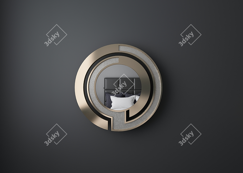 Brass Framed Mirror BC005 - Elegant & Customizable 3D model image 4