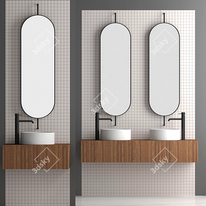 Industrial Loft Style Bathroom Set 3D model image 1