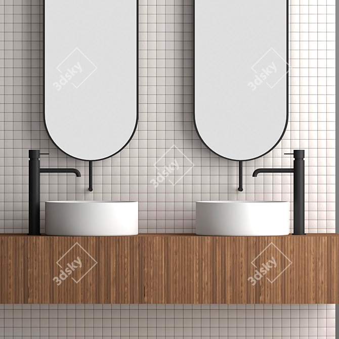 Industrial Loft Style Bathroom Set 3D model image 3