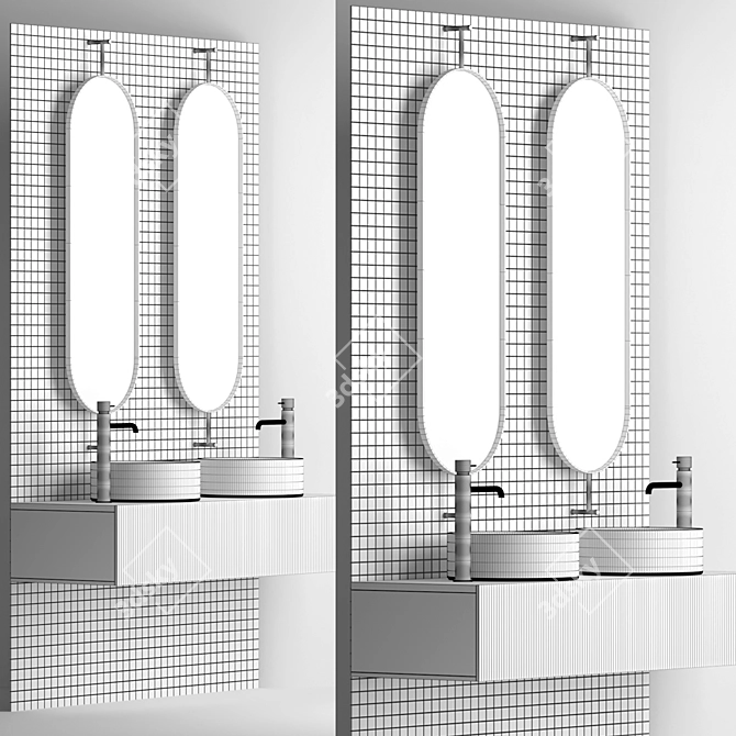 Industrial Loft Style Bathroom Set 3D model image 5