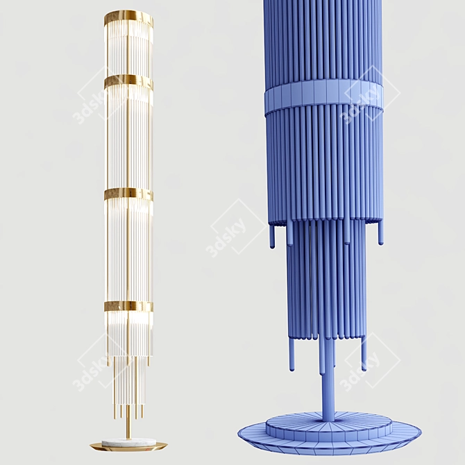 Luxurious Brass Pharo Floor Lamp 3D model image 2