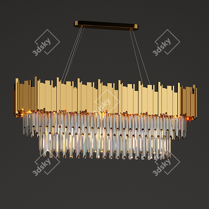 Elegant Gold Plated Crystal Chandelier 3D model image 4