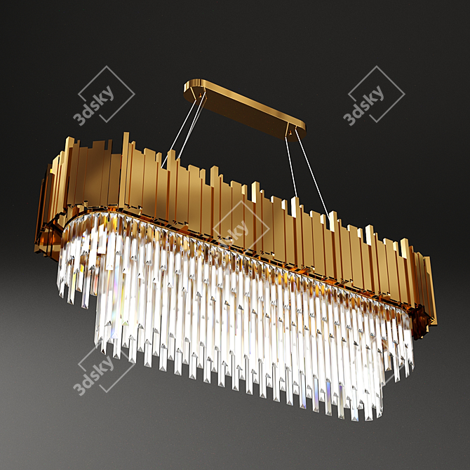 Elegant Gold Plated Crystal Chandelier 3D model image 6