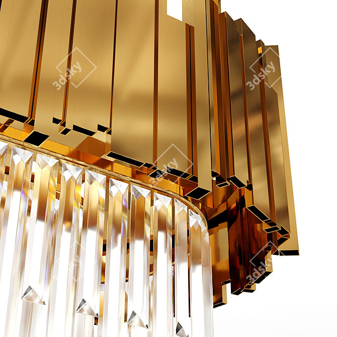 Elegant Gold Plated Crystal Chandelier 3D model image 7
