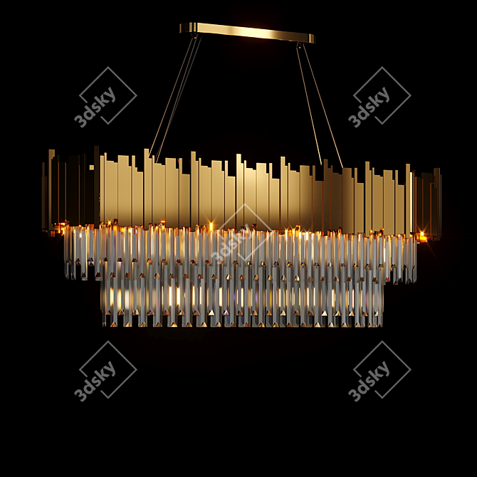 Elegant Gold Plated Crystal Chandelier 3D model image 8