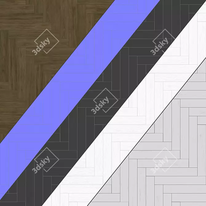 Patterned Parquet Flooring: Standard and Herringbone 3D model image 4