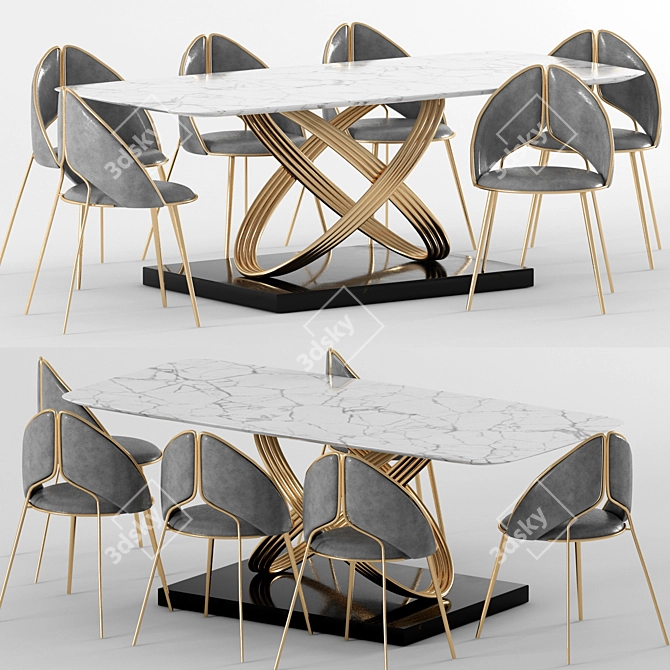 Sleek Gold Dining Chair: Modern PU Leather & Stainless Steel 3D model image 1