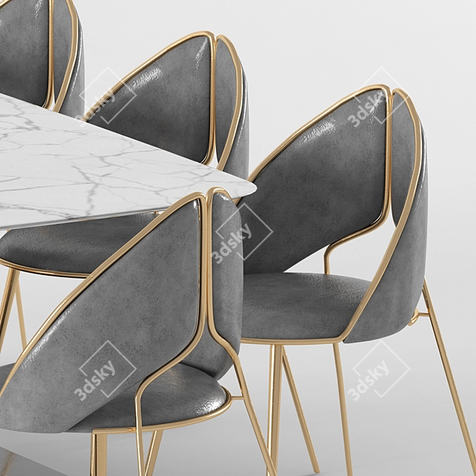 Sleek Gold Dining Chair: Modern PU Leather & Stainless Steel 3D model image 5