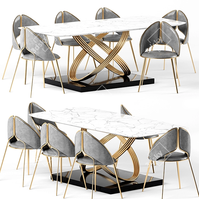 Sleek Gold Dining Chair: Modern PU Leather & Stainless Steel 3D model image 8