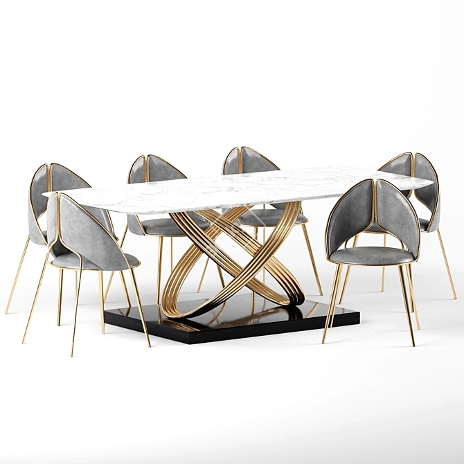 Sleek Gold Dining Chair: Modern PU Leather & Stainless Steel 3D model image 9