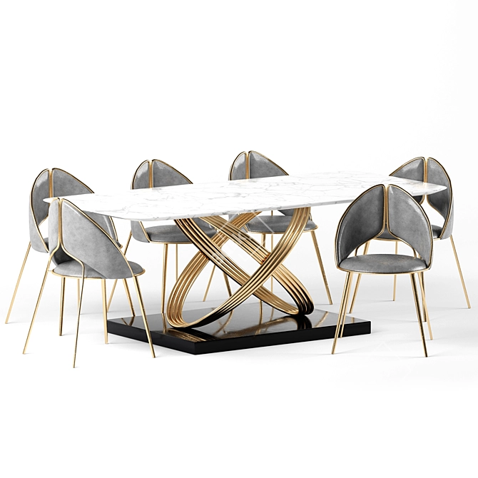 Sleek Gold Dining Chair: Modern PU Leather & Stainless Steel 3D model image 10