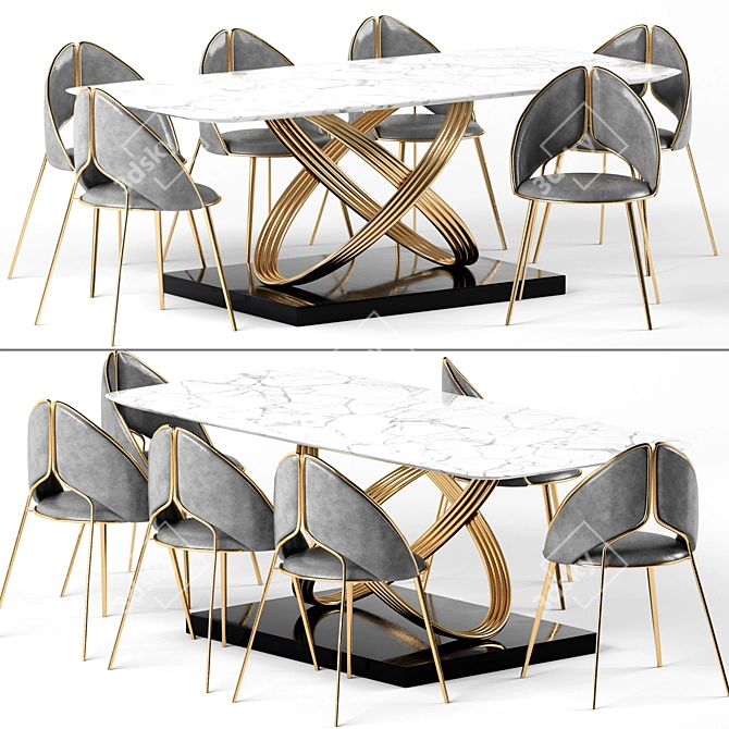 Sleek Gold Dining Chair: Modern PU Leather & Stainless Steel 3D model image 11