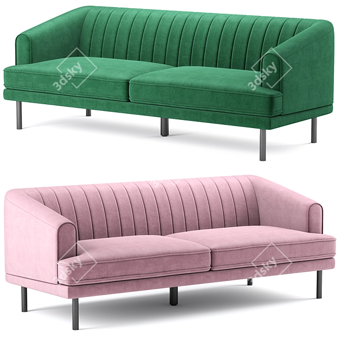 Luxurious Rory Velvet Sofa: Meridian Furnit. 3D model image 3