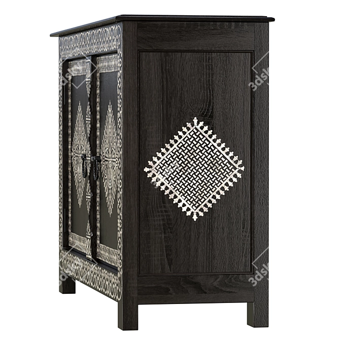 Midnight Astro Cabinet: Exquisite Mother of Pearl Inlay 3D model image 2