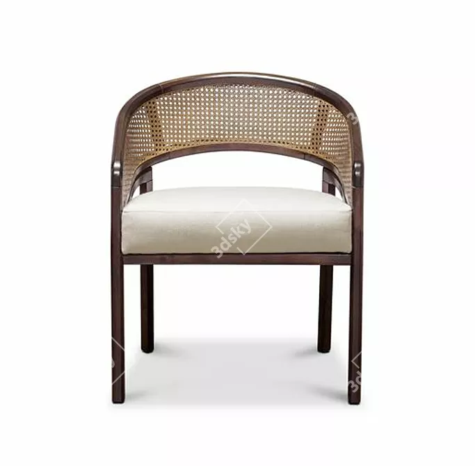 Rustic Rattan Spencer Chair 3D model image 1