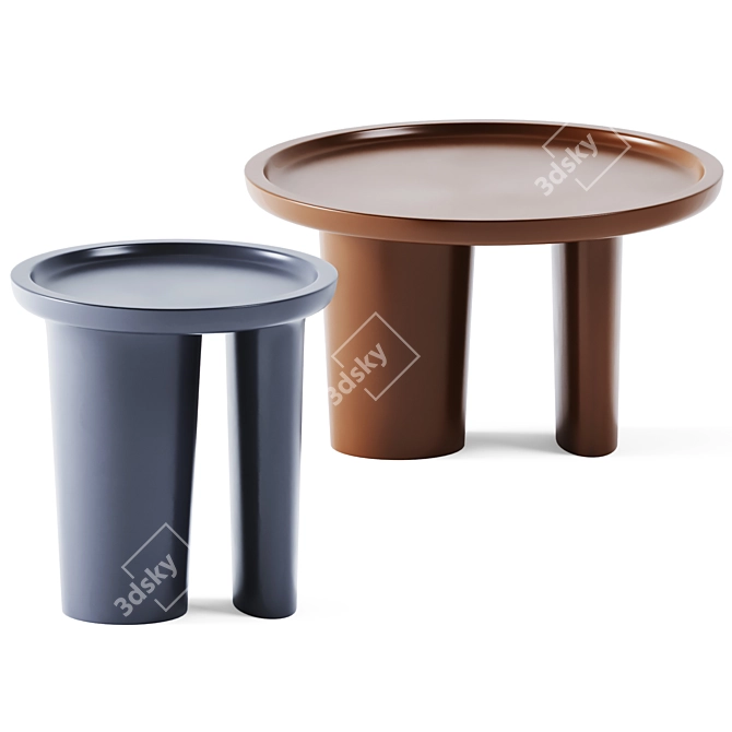 Sleek Metal Coffee Tables 3D model image 2