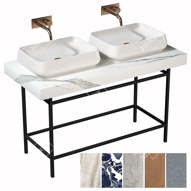 ABK BATH DESIGN Set H: Sleek Multi-texture Washbasin 3D model image 1