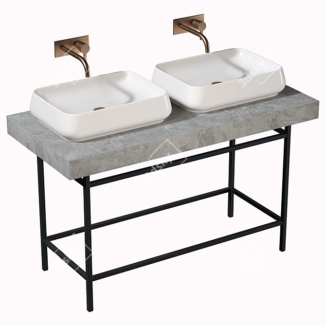 ABK BATH DESIGN Set H: Sleek Multi-texture Washbasin 3D model image 5