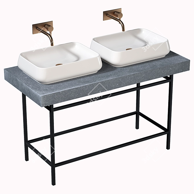 ABK BATH DESIGN Set H: Sleek Multi-texture Washbasin 3D model image 6