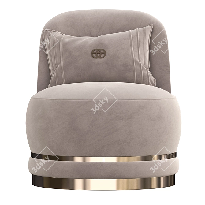 Perla Velvet Accent Armchair 3D model image 2